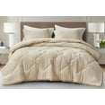 thumbnail image 2 of Chezmoi Collection Logan Light Sand Comforter Set King Size 3-Piece Lightweight Soft Stone-Washed Microfiber Bedding Set for All Season (1 Comforter 104x92, 2 Shams), 2 of 9