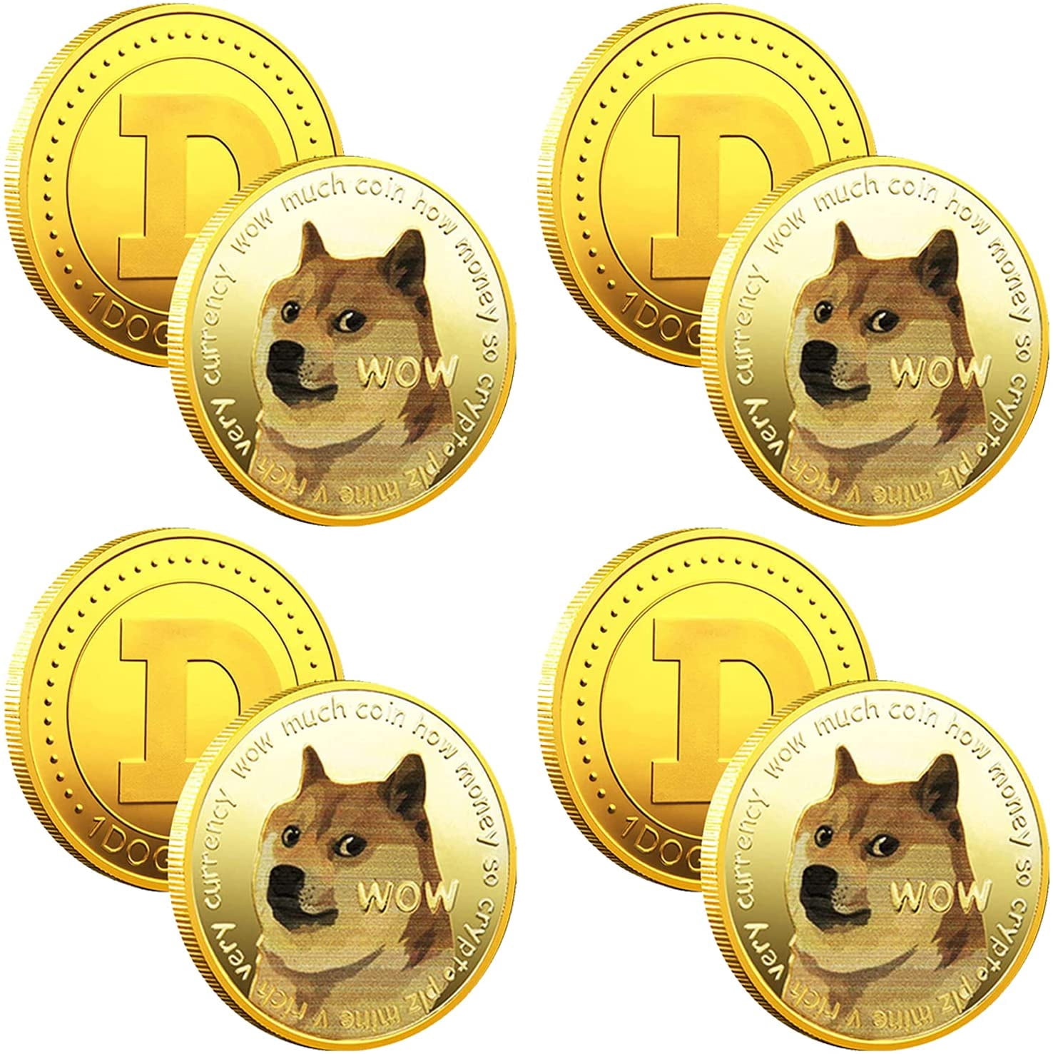 4 Pcs Gold Dogecoin Commemorative Coin Gold Plated Doge Coins Limited  Edition Collectible Coin with Protective Case - Walmart.com