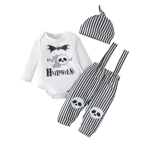 Caqnni Toddler Girl Boy Halloween Outfit Pumpkin Truck Crewneck Sweatshirt Long Sleeve Shirt Plaid Pants Set Fall Clothes Halloween Gift Outfit (9-12 Months,Light Gray)