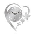 thumbnail image 2 of Reloj de pared con forma de corazón y flores, arte de pared, silencioso, sencillo, elegante, minimalista, decoración para Plata, 2 of 9