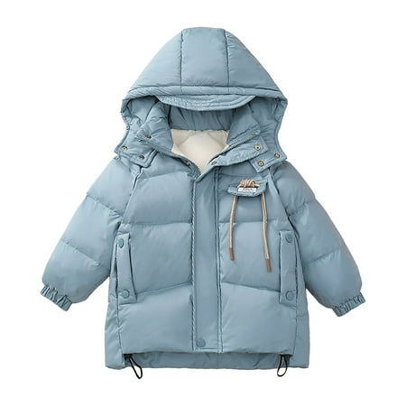 

CPNG Jackets Hoodie with Zipper Toddler Boys Girls Winter Warm Thick Solid Cotton Long Sleeve Padded Jacket Coat Clothes