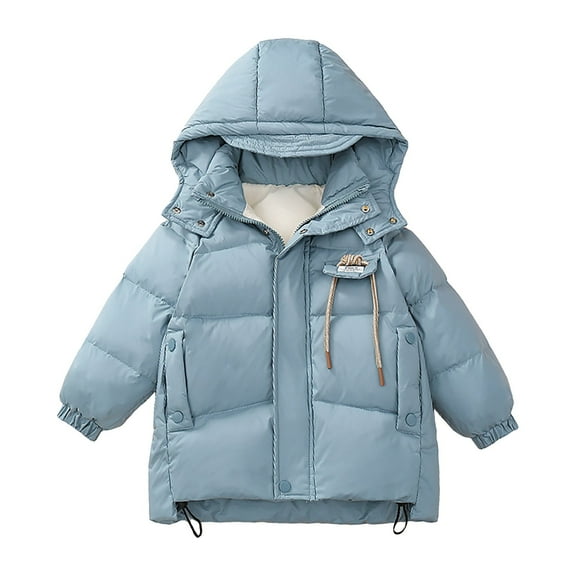 PINQI Baby Autumn Winter Snowsuit Kids Toddler Baby Girls Boys Winter Warm Thick Solid Cotton Long Sleeve Padded Jacket Coat Clothes with Pocket(Blue,4-5 Years)