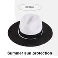 thumbnail image 2 of 56-58 cm circunferencia del sombrero mujer verano ala plana pequeño sombrero sombrilla viaje jazz dos colores costura sombrero de paja, 2 of 5