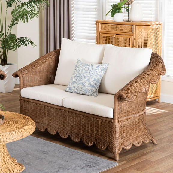 bali & pari Detta Boho Loveseat, Peanut Brown