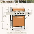 thumbnail image 4 of PHI VILLA 4 Burner Propane Gas Grill with Side Burner Stainless Steel, Golden, 4 of 13