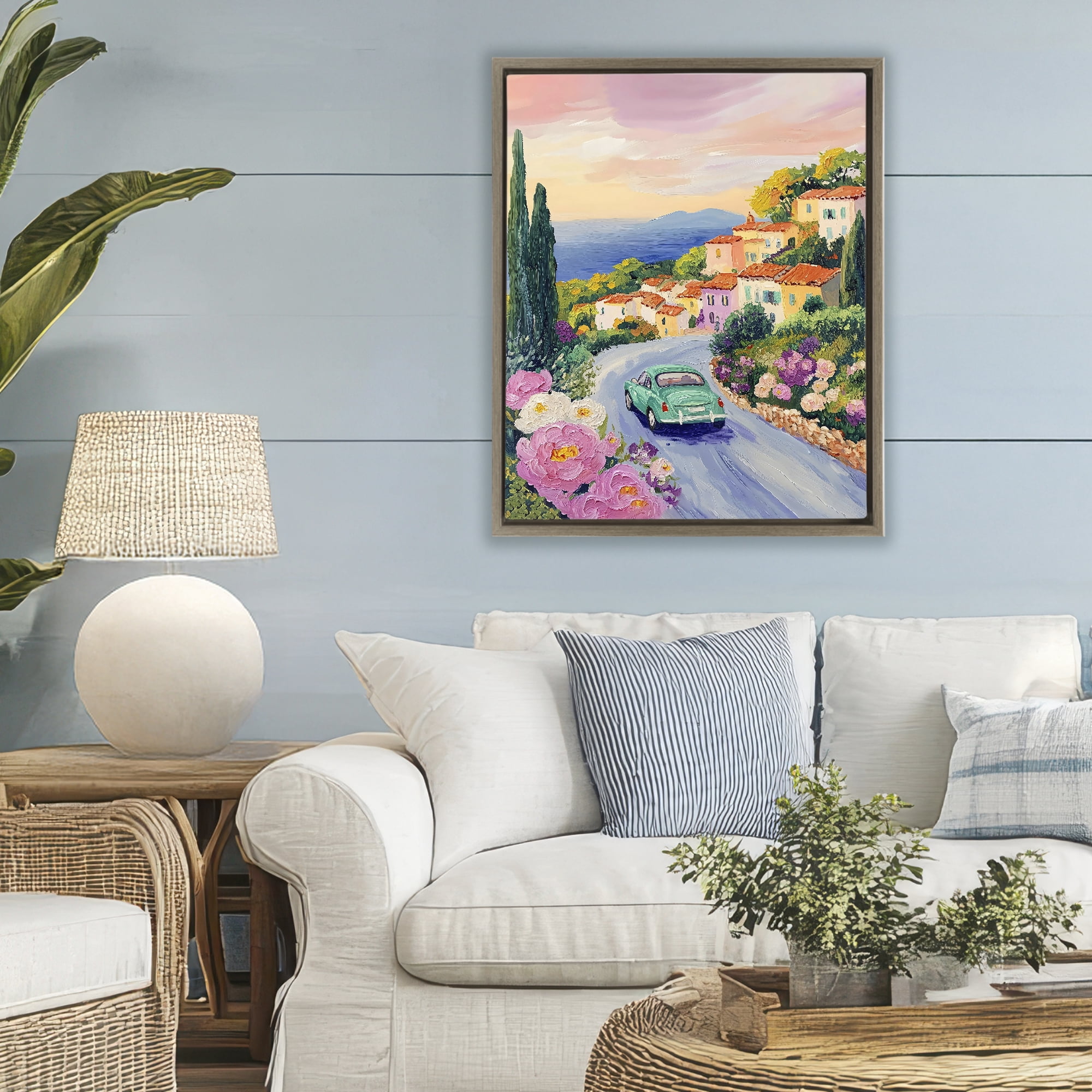 Stupell Industries Driving Along The Coast Brown Framed Floater Canvas Wall Art, design by The Prints Vibe