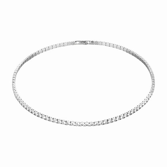 SIfdSeng Tennis Necklace for Women Gold/Silver Plated Rhinestone Choker Necklaces Zirconia Cut Diamond Chain Wedding Jewelry for Women