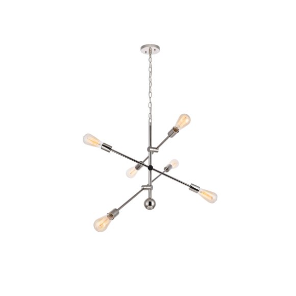 Living District Axel 6 Lights Polished Nickel Pendant