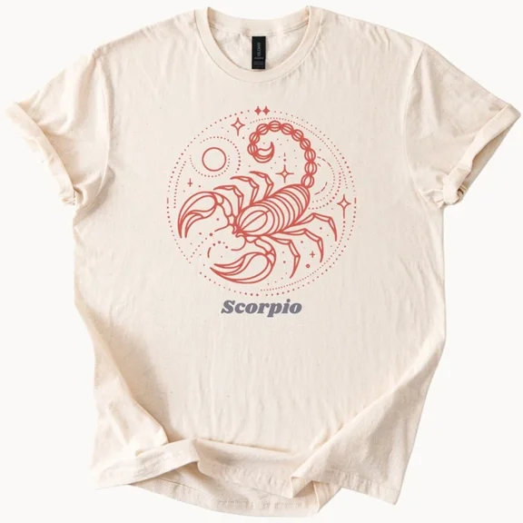 Scorpio Horoscope Graphic Tee Astrology Zodiac T Shirt Unisex S-5XL Hot Trending Shirt, Vintage Birthday Gift