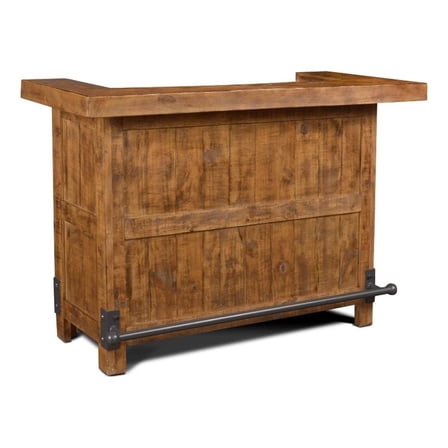 Pemberly Row Contemporary Solid Pine Wood  60" Industrial Style Bar in Black