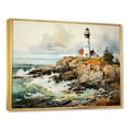 thumbnail image 2 of Designart "Minimalistic Coastal Lighthouse Scenery I" Beach Light House Floater Framed Canvas Prints, 2 of 5
