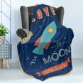 thumbnail image 4 of I Love You Soft Flannel Fleece Throw Blanket, Spaceship Galaxy Stars Cosmos Love Theme Retro Inspirational Letters, Cozy Plush for Indoor and Outdoor Use, 50" x 70", Dark Blue and Coral, by Ambesonne, 4 of 5