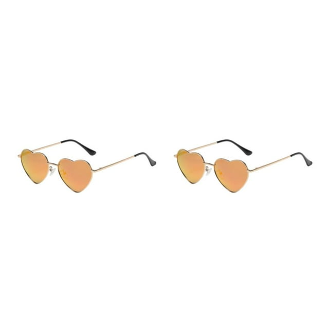 mmirethe Lunettes de Soleil Multicolores en Forme de Cœur Rouge Réfléchissant 2Ensemble