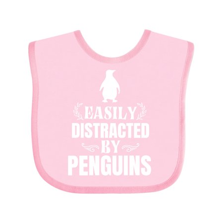 

Inktastic Easily Distracted by Penguins Gift Baby Boy or Baby Girl Bib