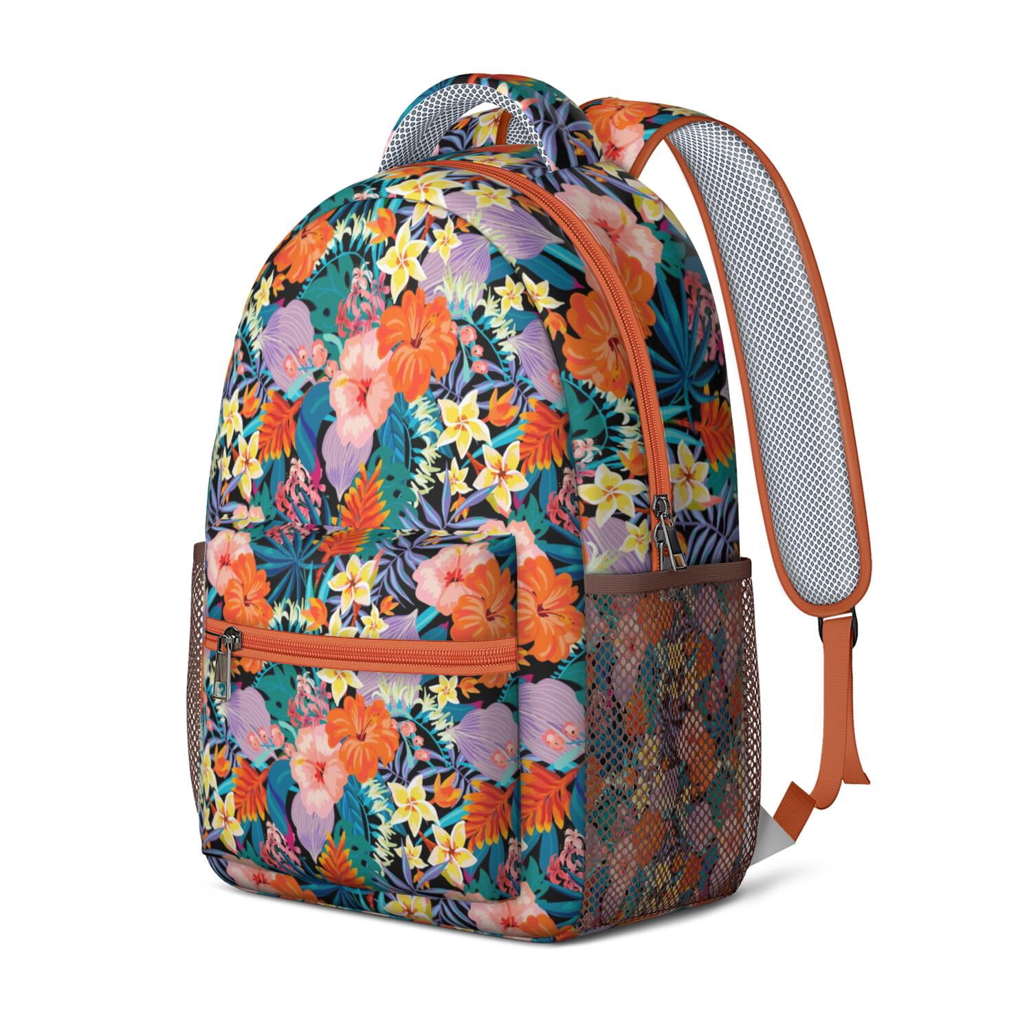 Vintage Botanical Print Backpack - Waterproof Lightweight Student Backpack