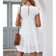thumbnail image 3 of Vestido con mangas con volantes, vestido de verano, vestido de verano con cuello redondo, vestido de un solo color, diseño de precisión, 3 of 5