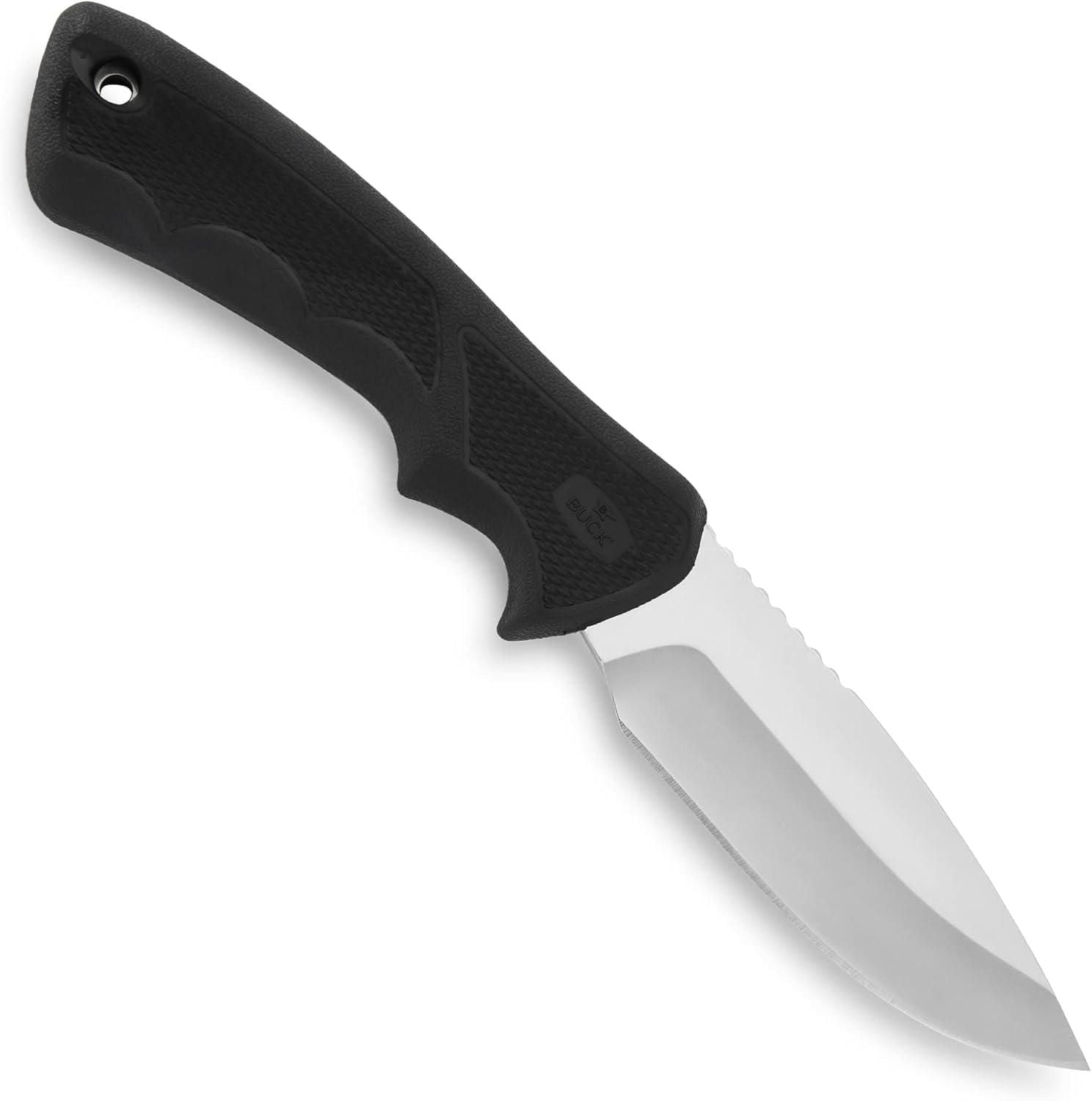 Buck Knives 685 Large BuckLite Max II, Large Fixed Blade Knife, 420HC Stainless Steel Blade, Dynaflex Rubber Handle, Polyester Sheath Included, Black, 100% Lifetime Warranty Hunting, Camping, Outdoors