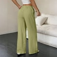 thumbnail image 4 of WTOBBY Women's Fashion Versatile Drawstring Casual Solid Color Pleated Wide-Leg Pants, High Waist Comfortable Trousers for Office and Travel,Light Green M, 4 of 7