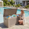 thumbnail image 2 of Homall Coffre de Terrasse Extérieur en Résine de 100 Gallons pour Toutes les Conditions Météorologiques, Solution de Rangement Verrouillable et Étanche avec Rangement pour Coussins, Brun Pâle, 2 of 7