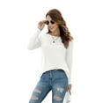 thumbnail image 3 of HOWCOME Fall Long Sleeve Side Split Casual Loose Tunic Womens Blouses, 3 of 5