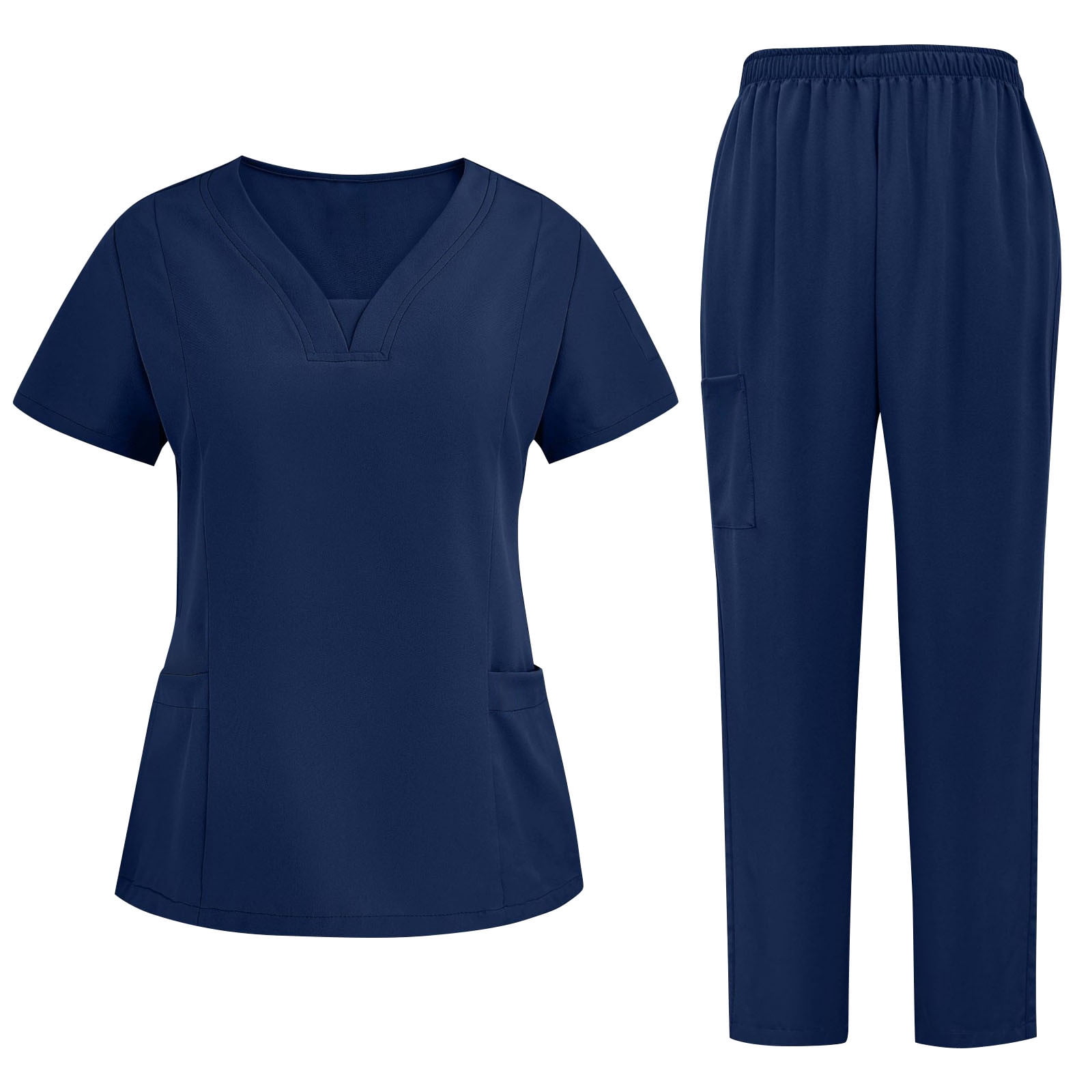 Scrubs for Women Set V-Neck Stretch Scrub Top & Drawstring Scrub Pant Nursing Uniforms Scrubs Sets with Pockets