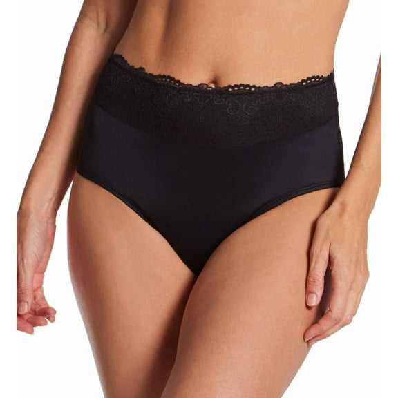 Women's Bali DFPC61 Passion For Comfort Brief Panty (Black Lace 8)