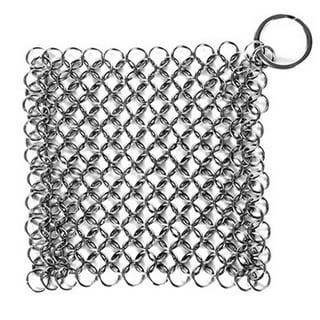 Cast Iron Cleaner Stainless Steel Chainmail Scrubber With 2 Pcs Durable  Plastic Pan Grill Scrapers 7 * 7 Inch Cast Iron Cleaner