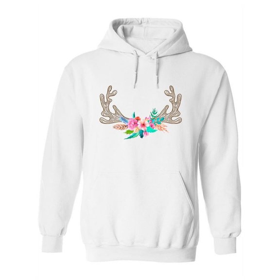 Horns With Watercolor Flowers Hoodie Women -Image by Shutterstock, Female Large