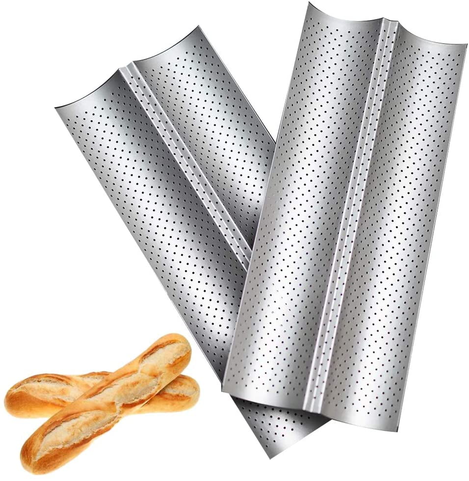 Seenda 2 Pack French Bread Baking Pan, Nonstick Perforated French