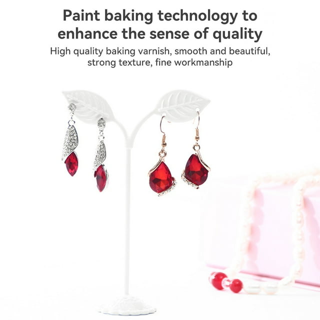 Ruiboury 3 Pieces Metal Earring Display Stand Solid Color Stylish Replacement Home Shop Eardrop Ear Stud Pendant Base Holder Bronze