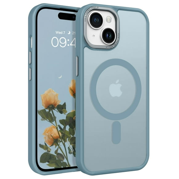 Funda de teléfono BENTOBEN para iPhone 15 de 6.1 pulgadas con MagSafe Saxe gris azul