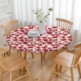 thumbnail image 3 of Elastic hem round tablecloth with delicate floral patterns, durable water-resistant polyester, fits 44-52 inch tables, big size version, 3 of 7