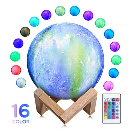 

3D Printed Moon Lamp 15CM Moon Light Dimmer 16 Colors USB Rechargeable LED Night Light With Remote Control