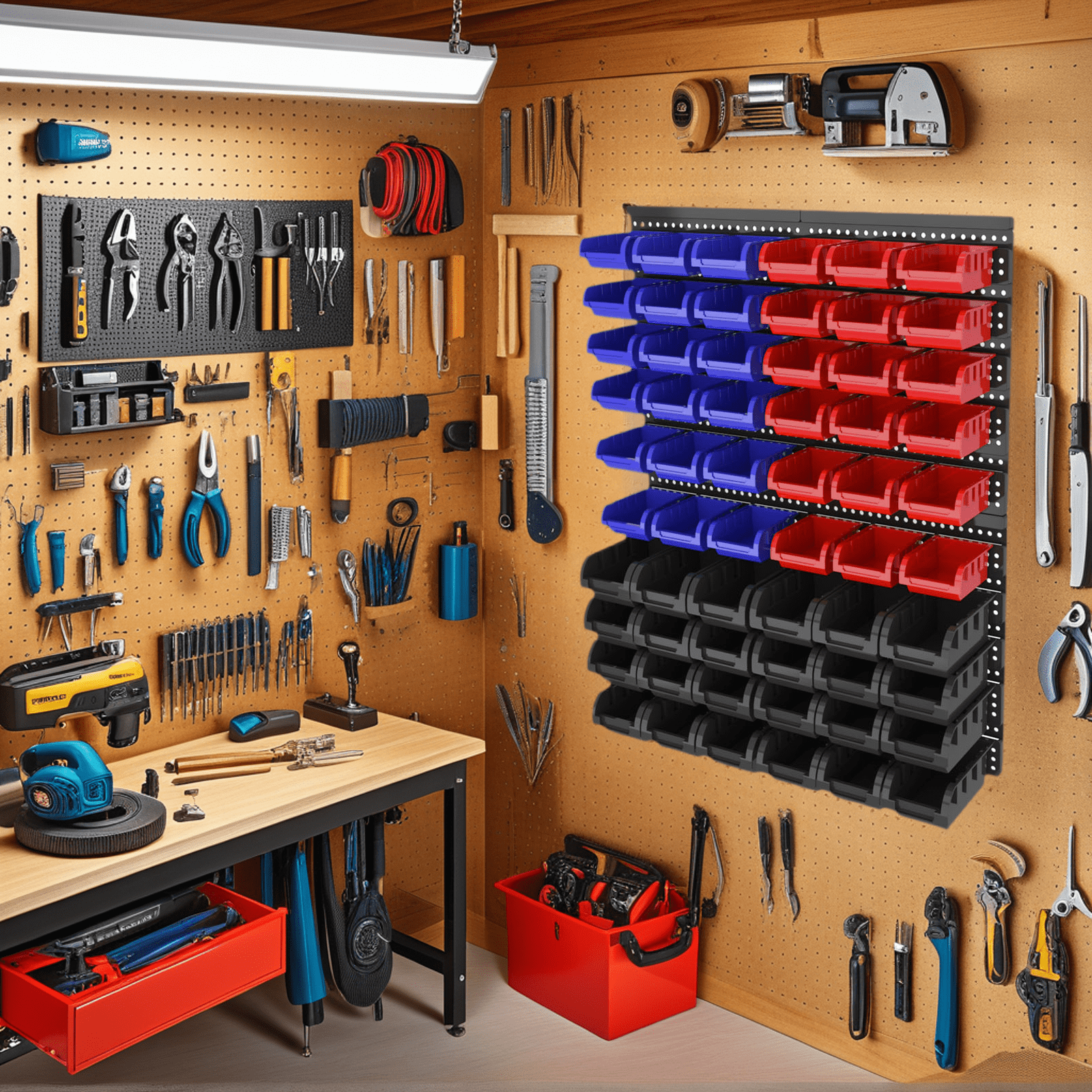 Wall Mounted Storage Bins, 60 PCS Wall Mount Tool Organizer Bins,Plastic  Tool Box Organizer For Tools, Hardware, Crafts, Office Supplies