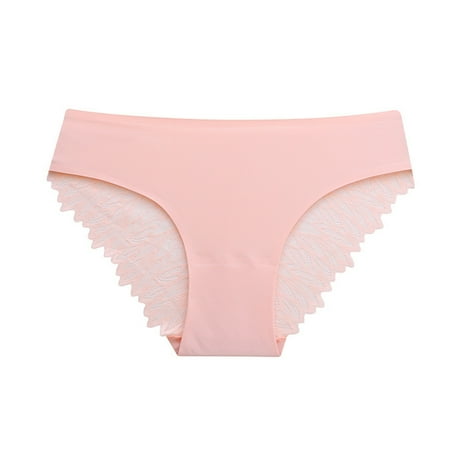 GHSOHS Womens Underwear Panty Thong Cotton Lace Underwear for Women Lace No Show Bikini Soft Breathe Seamless Panties Ladies Hipster Underwear Cotton Crotch Underpants Pink Briefs Women s Underw M