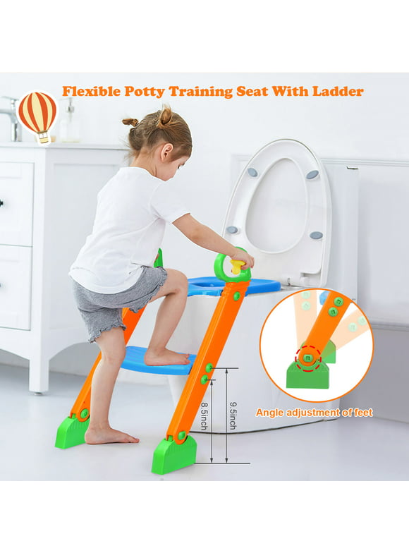 iMounTEK Kids Bay Training Potty Trainer Toilet Seat Chair Toddler with Ladder Step Up Stool The Best Gift for Child