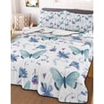 Blue Butterfly Quilts Bedding Set Full Size Purple Flower Spring Floral ...