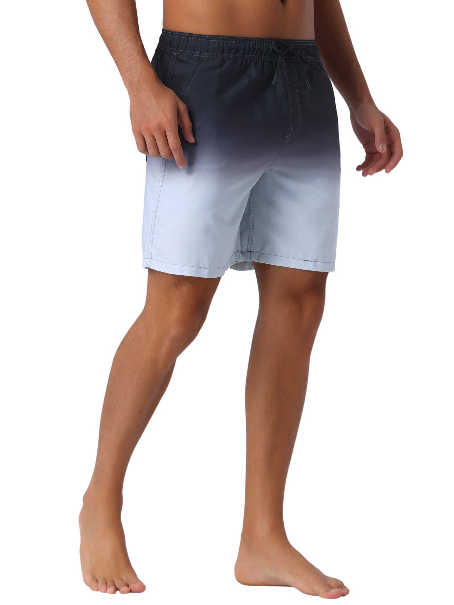 INSPIRE CHIC Father's Day Men's Gradient Color Drawstring Elastic Waist Lining Summer Swimming Trunks 32 Gray