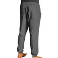 thumbnail image 6 of SOOMLON Mens Sweatpants Pocket Casual Pants Cotton Linen Double Button Elastic Waist High Waist Overalls Leggings Gray M, 6 of 6