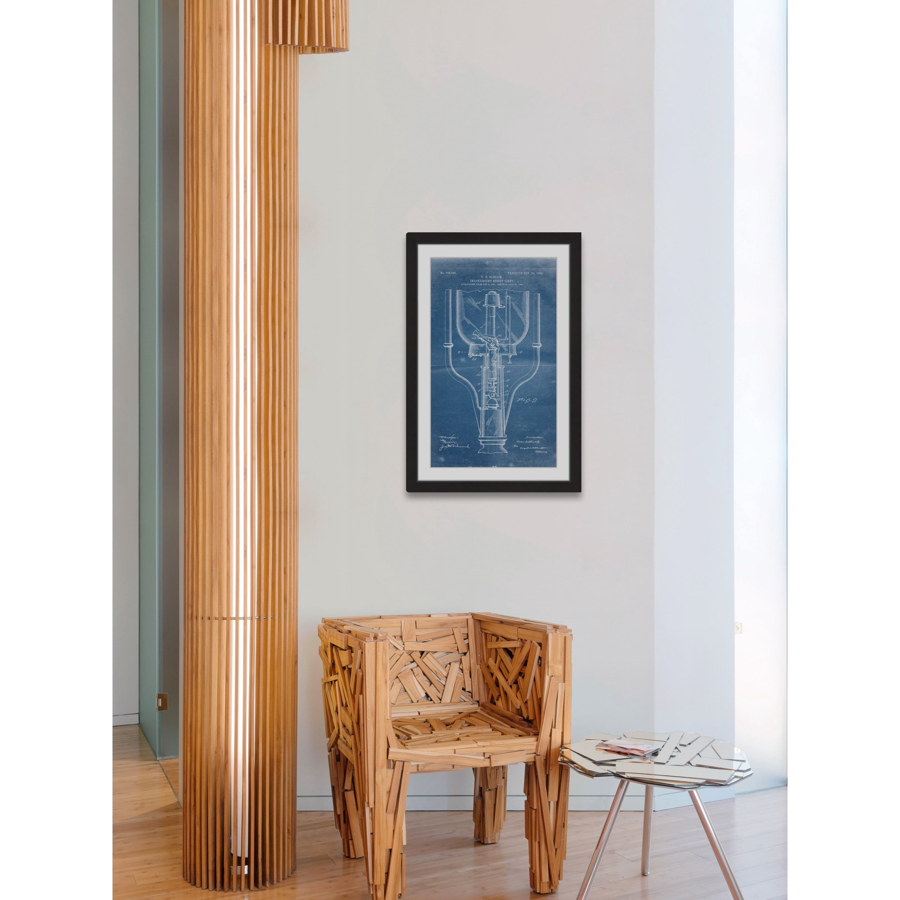 "Street Light 1904 Blueprint" Framed Painting Print