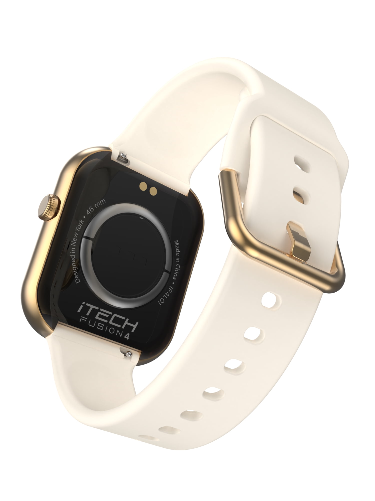 iTech Fusion 4 Unisex Adult Rectangular Smart Watch, Ivory, Silicone Strap