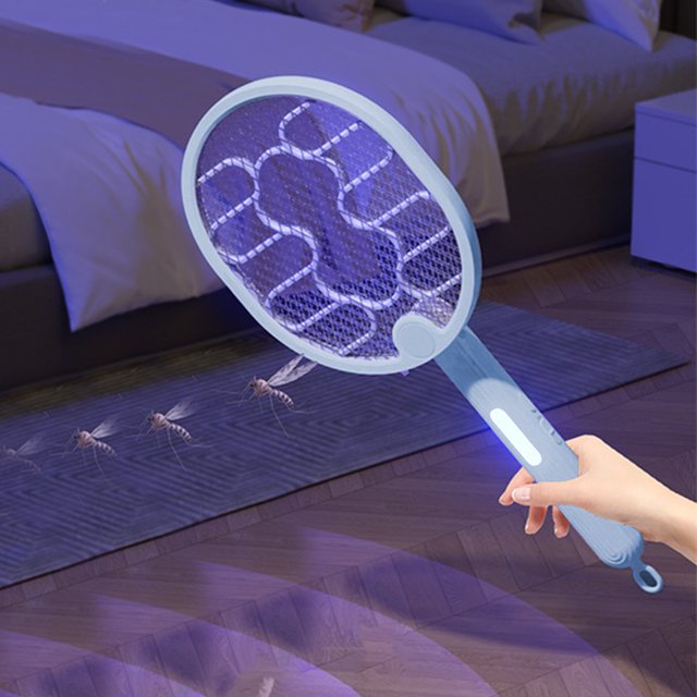 NARABB 3 In 1 Smart Murder , Fly Murder , Foldable Rechargeable Insect Murder Racket, Suitable For Travel And Home, Indoor With Light Trap