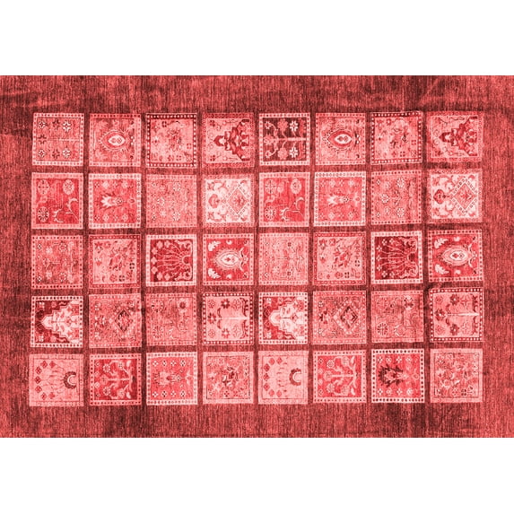 Ahgly Company Machine Washable Indoor Rectangle Abstract Red Modern Area Rugs, 2' x 5'
