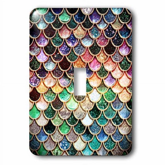 3dRose, Multicolor Girly Trend Pink Luxury Elegant Mermaid Scales Glitter, single toggle switch