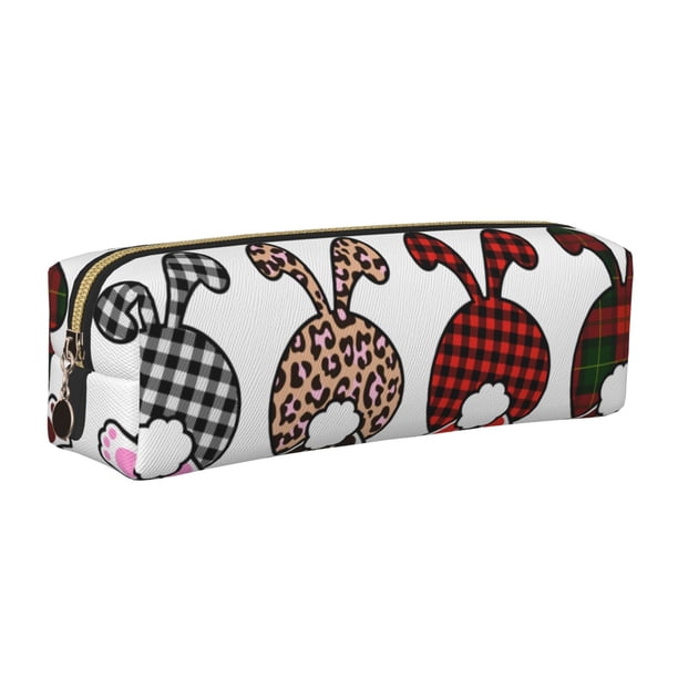 Easygdp Cute Bunny para Estuche de Lápices de Cuero, Estuche de Papelería de Cuero, Estuche de Gran Capacidad con Cremallera