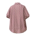 thumbnail image 3 of Shirt for Men Casual Button Down Shirts with Short Sleeve Summer Turn Down Collar Beach Tops Summer Vacation Outfits Red XL, 3 of 8