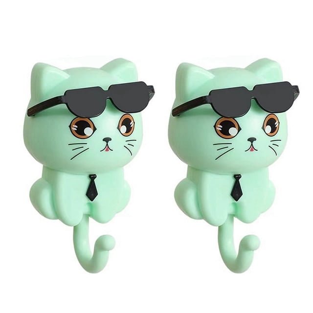 con Forma de , con Forma de , Perchero con Forma de Gatito, Perchero Adhesivo con Forma de y Gafas de Sol, Perchero de Pared Verde