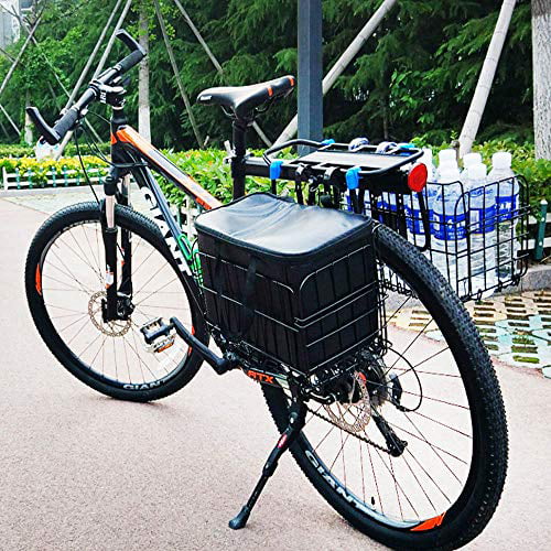 Rarapop Black Detachable Folding Bicycle Basket Rustproof Hanging Wire Mesh Bicycle Basket Fold-Up Rear/Front Bike Basket Bicycle Bag Cargo Rack for Mountain Bike Accessories