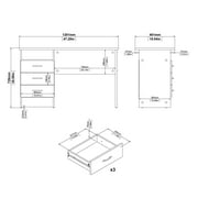 Tvilum Whitman 3 Drawer Office Desk with 1 Shelf for Adults, Oak Structure