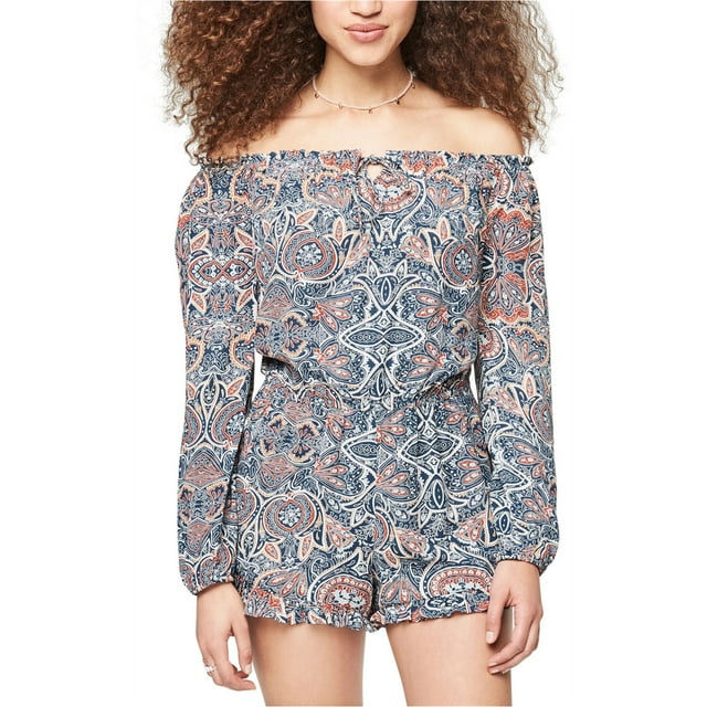Aeropostale Mameluco estampado para mujer, azul, pequeño